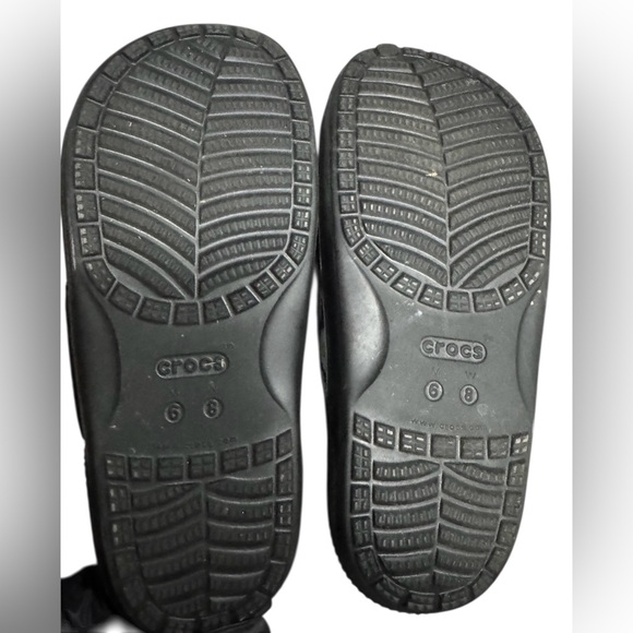 Crocs Black Sunflower Sandal Slides Women's 8 Comfort Beach - Picture 3 of 3